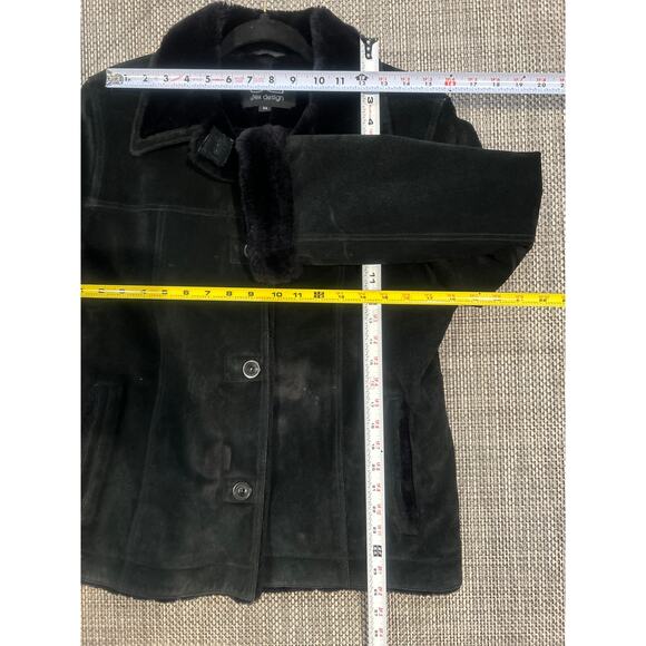 UTEX DESIGN UD Genuine Suede Faux Fur Collar Cuffs & Lining Jacket Black M - Picture 6 of 7